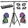 Lighting Stand Set + T BAR + 4 pcs RGBWAP LED pars + DMX controller + 4 pcs DMX Cables 