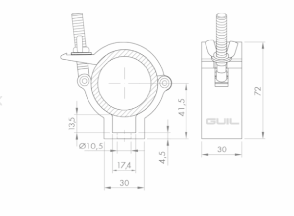 Съединителна скоба за тръби Ø 48-51 мм с гайка, ABZ-20 - Guil