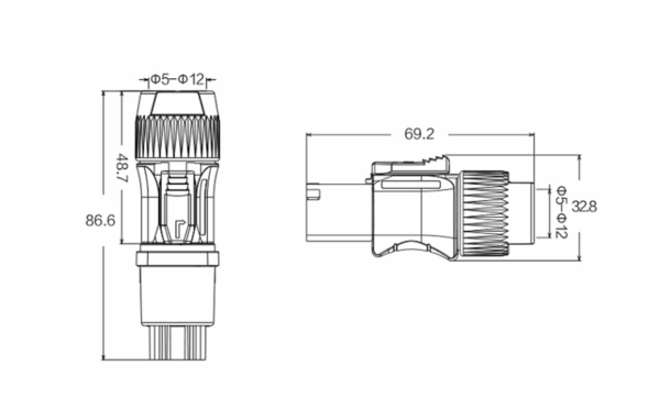 Powercon connector IP44, 3 pin CNLINKO YF-24-C03PE-01-001 - Image 3