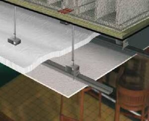 Simplified sound insulation system for ceiling 73.9 dBA
