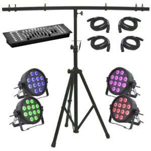 Lighting Stand Set + T BAR + 4 pcs RGBWAP LED pars + DMX controller + 4 pcs DMX Cables