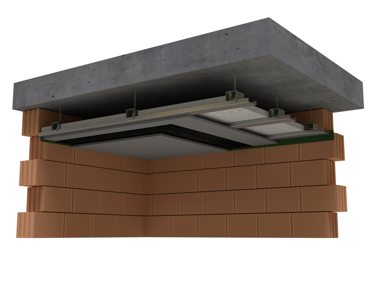 ELASTIC CONTROL ceiling sound insulation system Rw = 67dB