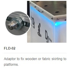 FLD-02 Адаптор за фиксиране на дървени или платнени первази към платформи.