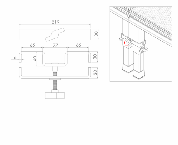 TMU-05 Leg to leg clamp connector for platforms with 60 x 60 mm legs - Image 2