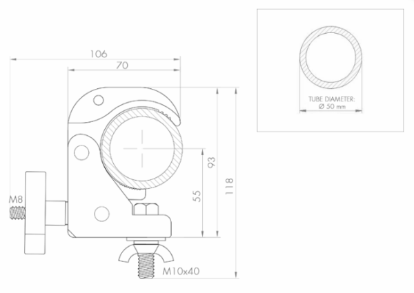 Mini quick fix aluminum clamp for Ø 48-51 mm tubes ABZ-51/N - Guil - Image 2