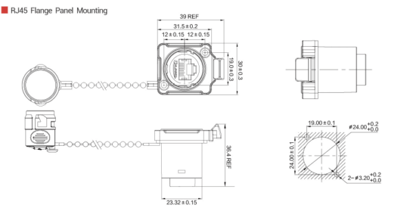 Signal connector RG 45, IP67 - CNLINKO BD-24-J/RG45/213/SX-43-201 - Image 2