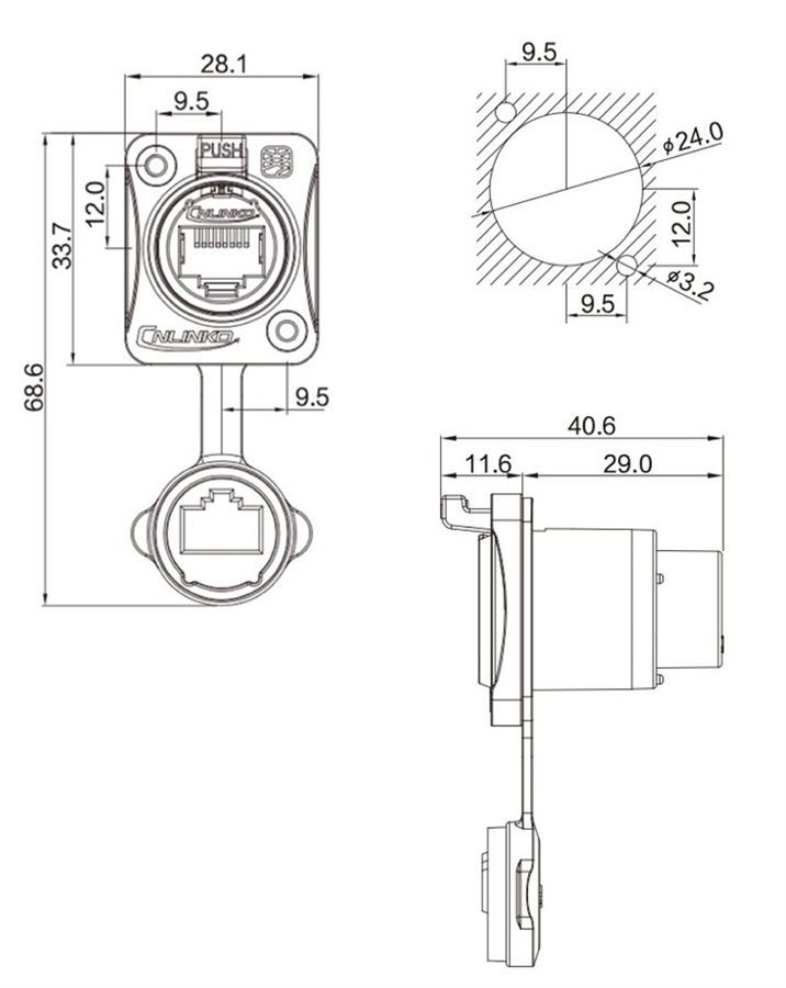 Сигнален конектор RG45 женски контакт YT-RJ45-JSX-16-001 - CNLINKO - Image 3