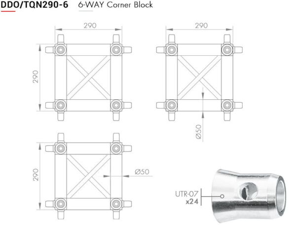 Box corner to join square trusses (ref. TQN290) For 29 x 29 cm truss - Image 4