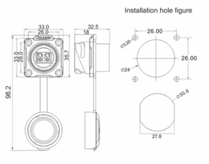 Оптичен конектор серия LC, тип контакт, IP67, DH-24-J/LC/213/SX-43-401 - CNLINKO