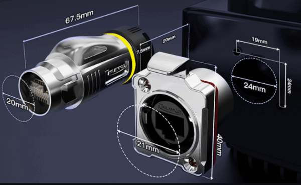 Signal connector RG 45, IP67 - CNLINKO BD-24-J/RG45/213/SX-43-201 - Image 3