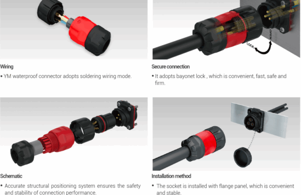 Power connector 3PIN IP67 male YM-20-CO3PE-02-001 - CNLINKO - Image 6