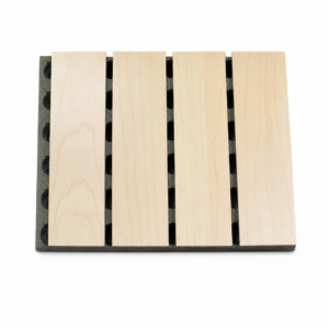 Wood-layer acoustic panel with groove