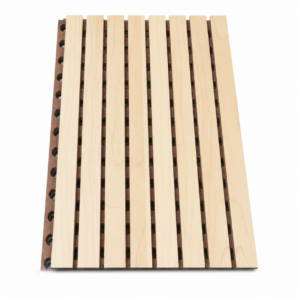 Acoustic wooden 3-layer panel with the groove