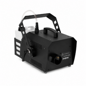 Професионална пушек машина EUROSMOKE 1000 с мощност 1070W, LCD дисплей, DMX512 управление, радио дистанционно и регулируем пушек до 35 секунди – сценична fog машина с 2L резервоар и PowerCon True1 захранване.